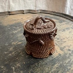 Vintage 19th Century French Lidded Majolica Container Dining & Tabletop