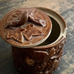 Vintage 19th Century French Lidded Majolica Container Dining & Tabletop