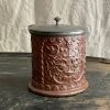 Vintage 19th Century French Majolica Container With Metal Lid