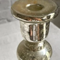 Vintage 19th Century Mercury Glass Candlestick