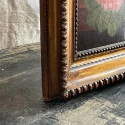 18th Century French Floral Still Life Painting In Vintage Frame