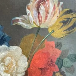 18th Century French Floral Still Life Painting In Vintage Frame