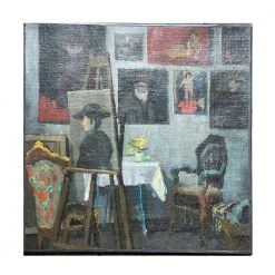 Vintage Vintage Art 19th Century French Studio Interior Painting