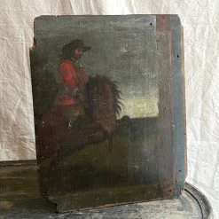 Vintage 18th Century French Horseback Portrait Painting Vintage Art