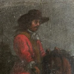 Vintage 18th Century French Horseback Portrait Painting Vintage Art