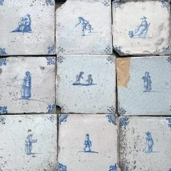 Vintage Set Of 22 18th Century Delft Tiles 16 Vintage Set Of 22 18th Century Delft Tiles