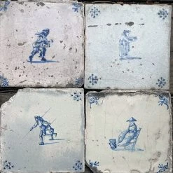 Vintage Set Of 22 18th Century Delft Tiles 18 Vintage Set Of 22 18th Century Delft Tiles
