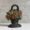 Vintage Antique Cast Iron Flower Basket Doorstop