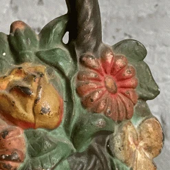 Vintage Antique Cast Iron Flower Basket Doorstop