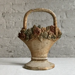 Vintage Vintage & Antiques Antique Cast Iron Flower Basket Doorstop