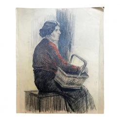 Vintage Evert Rabbers Portrait Drawing 03 Art & Objects