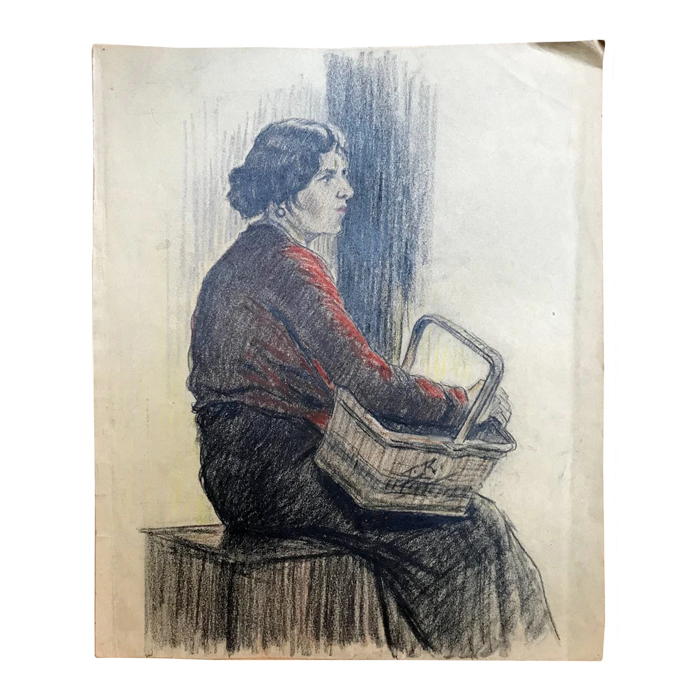 Vintage Evert Rabbers Portrait Drawing 03 Art & Objects