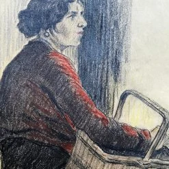 Vintage Evert Rabbers Portrait Drawing 03 Art & Objects