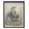 Vintage Evert Rabbers Framed Portrait Drawing Art & Objects