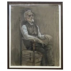 Vintage Art & Objects Evert Rabbers Framed Portrait Drawing