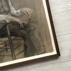 Vintage Art & Objects Evert Rabbers Framed Portrait Drawing