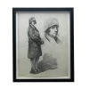Vintage Evert Rabbers Framed Portrait Study Drawing Art & Objects
