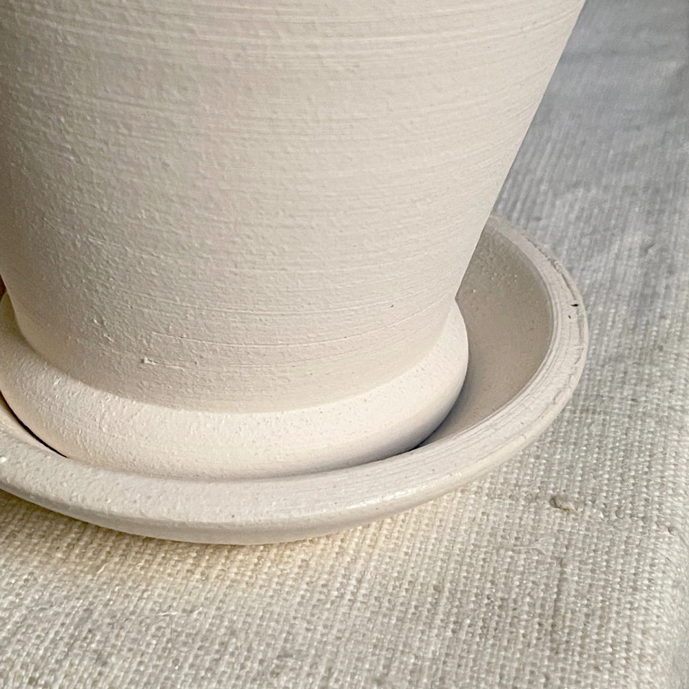 Ben Wolff Flower Pot Saucers In White & Grey Ceramic & Porcelain Fruit 4 Ben Wolff Flower Pot Saucers In White & Grey Ceramic & Porcelain Fruit