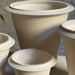 Ben Wolff Flower Pots In White With Decorative Edge