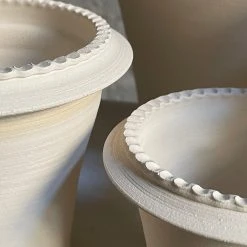 Ben Wolff Flower Pots In White With Decorative Edge