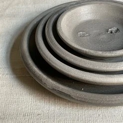 Ben Wolff Flower Pot Saucers In White & Grey Ceramic & Porcelain Fruit