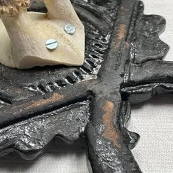 Vintage Antique Black Forest Carved Antlers With Carved Plaque (H37)