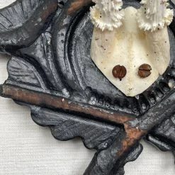 Vintage Antique Black Forest Carved Antlers With Carved Plaque (H38) Vintage & Antiques