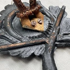 Vintage Vintage & Antiques Antique Black Forest Carved Antlers With Carved Plaque (H39)