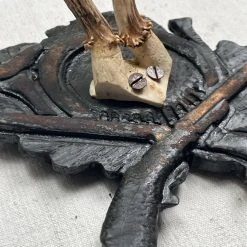 Vintage Vintage & Antiques Antique Black Forest Carved Antlers With Carved Plaque (H39)