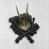 Vintage Vintage & Antiques Antique Black Forest Carved Antlers With Carved Plaque (H43)