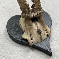 Vintage Vintage & Antiques Antique Black Forest Carved Antlers With Carved Plaque (H44)