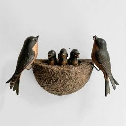Vintage Antique Black Forest Carved Birds In Nest (B614) Vintage & Antiques