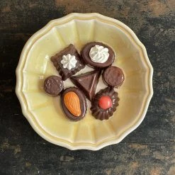 Vintage French Trompe L'oeil Round Chocolate Plate Dining & Tabletop