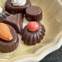 Vintage French Trompe L'oeil Round Chocolate Plate Dining & Tabletop