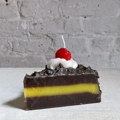 Cereria Introna Torta Chocolate Frosted Cake Slice Candle With Strawberry Topping