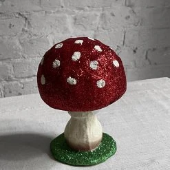 Cody Foster & Co. Small Papier-Mâché Glitter Mushroom
