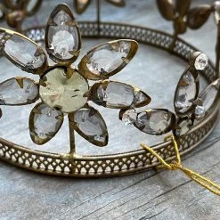 ShiShi Holiday Large Antique Jeweled Flower Gold Crown