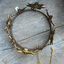 ShiShi Holiday Large Antique Jeweled Flower Gold Crown