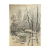 Vintage Evert Rabbers Landscape Drawing 223