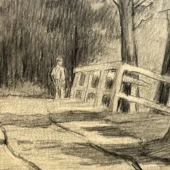 Vintage Evert Rabbers Landscape Drawing 50