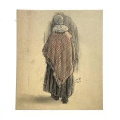 Vintage Art & Objects Evert Rabbers Portrait Drawing 221