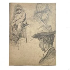 Vintage Evert Rabbers Portrait Drawing 222 Art & Objects