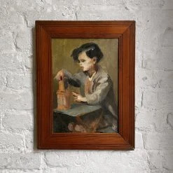 Vintage 19th Century French Portrait Painting Vintage Art