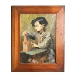 Vintage 19th Century French Portrait Painting Vintage Art