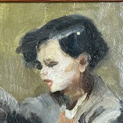 Vintage 19th Century French Portrait Painting Vintage Art