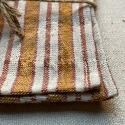 Dining & Tabletop Set Of 4 Heather Taylor Home Woven Cocktail Napkins In Goldenrod Multistripe