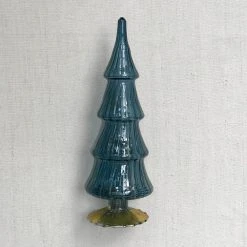 Cody Foster & Co. 8" Standing Glass Tree In Dark Blue Holiday