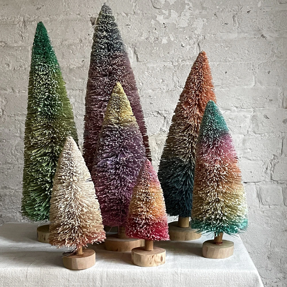 Cody Foster & Co. Set Of 7 Glitter Buri Trees In Rainbow Frost Holiday 3 Cody Foster & Co. Set Of 7 Glitter Buri Trees In Rainbow Frost Holiday