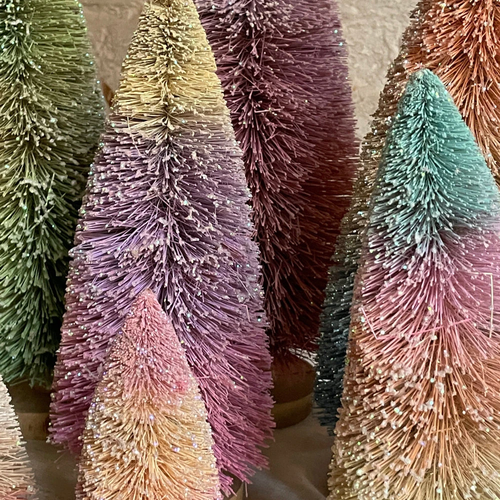 Cody Foster & Co. Set Of 7 Glitter Buri Trees In Rainbow Frost Holiday 4 Cody Foster & Co. Set Of 7 Glitter Buri Trees In Rainbow Frost Holiday