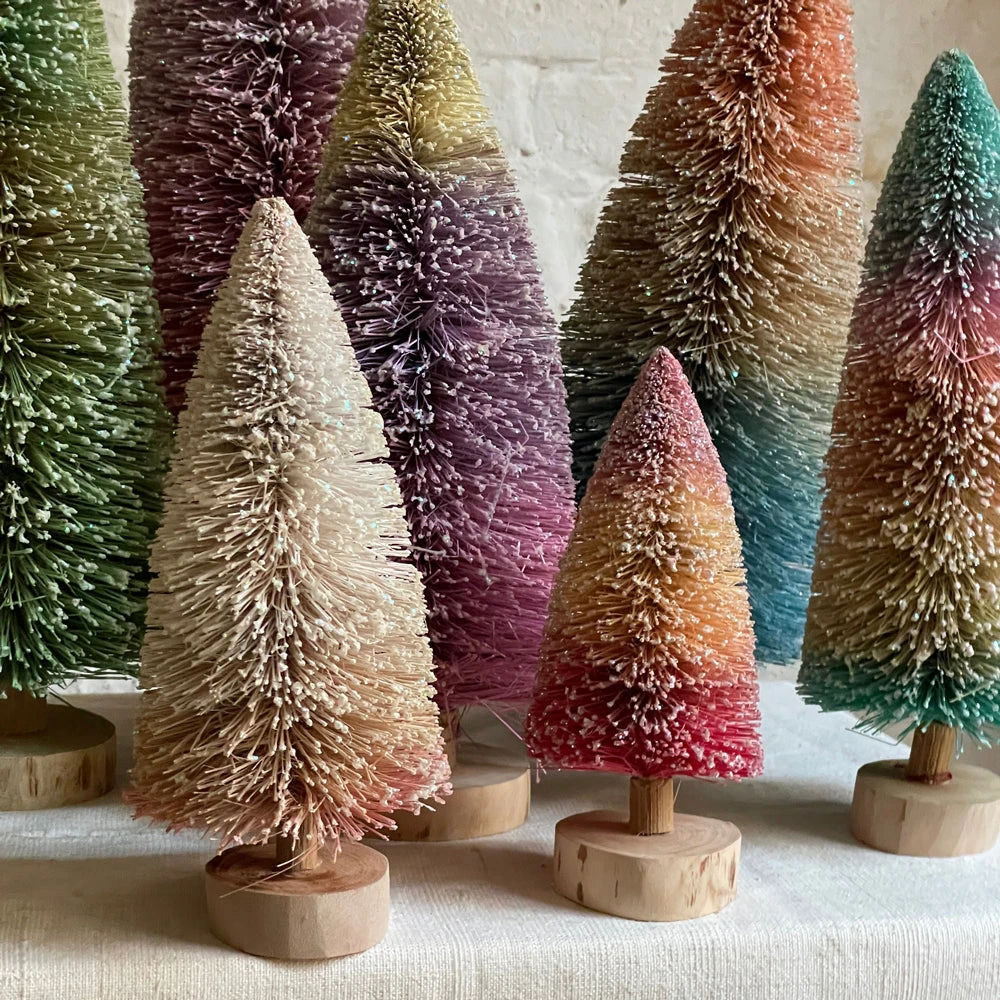 Cody Foster & Co. Set Of 7 Glitter Buri Trees In Rainbow Frost Holiday 5 Cody Foster & Co. Set Of 7 Glitter Buri Trees In Rainbow Frost Holiday